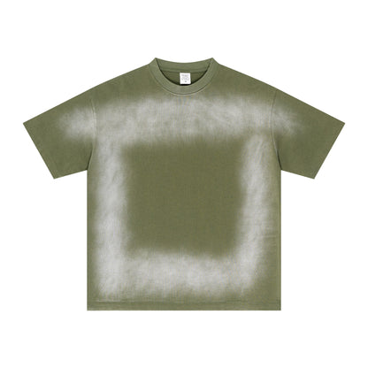 Hot sale sprayed monkey wash short-sleeved shirt for men pure cotton and old men's T-shirt