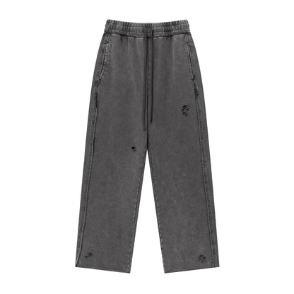 Spliced double waist wide-leg pants sports straight-leg sweatpants men