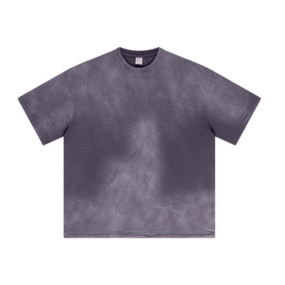 100% cotton round neck acid wash short-sleeved American street oversized gradient T-shirt