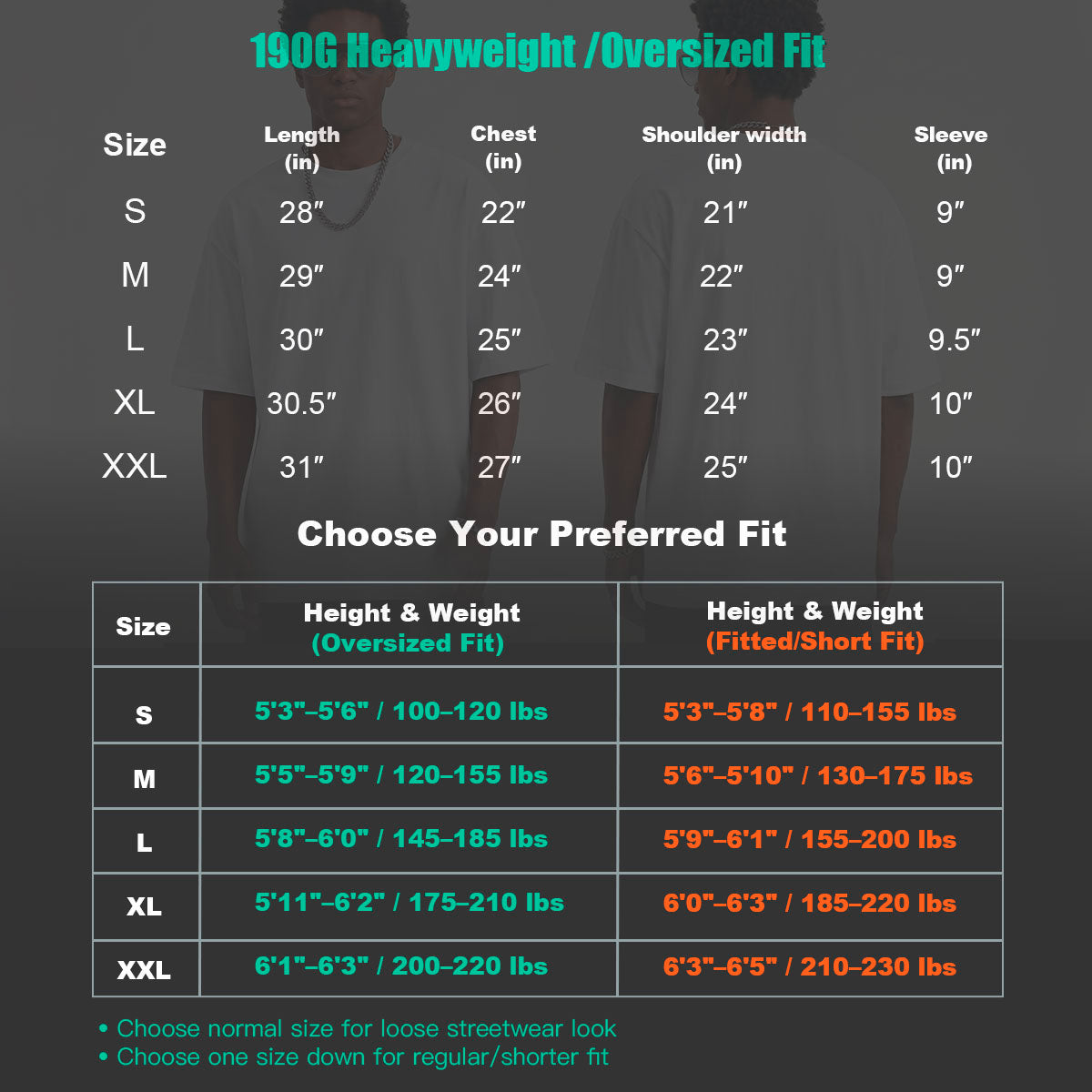 190G Premium Oversized Blank T Shirt for Men | 100% Cotton Heavyweight Drop Shoulder Crew Neck Tee for DTG, Screen Print & Everyday Streetwear