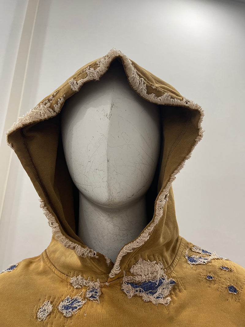 Men's vintage acid wash distressed hoodie