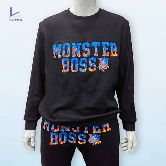 Men monsterboss towel embroidered sweatsuits